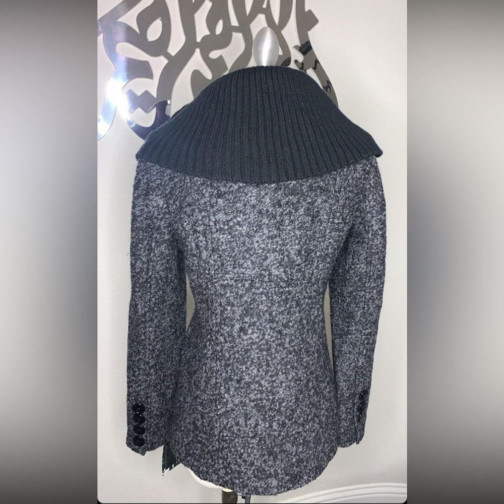 STEVE MADDEN WOOL BLEND COAT PEACOAT DETACHABLE KNIT COLLAR GRAY /SIZE M - Picture 5 of 6